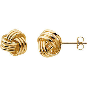 14K Yellow 10.5mm Knot Earrings