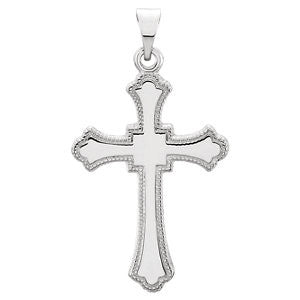 14K White 21x15mm Cross Pendant