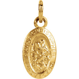 14K Yellow 8.75x5.75mm Oval St. Christopher Medal