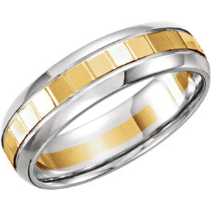 14K White & Yellow 6mm Design Band Size 8.5