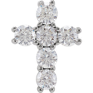 14K White 1 1-2 CTW Diamond Cross Pendant