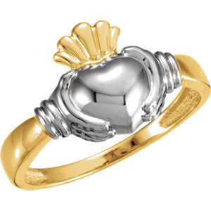 14K Yellow & White Men's Claddagh Ring