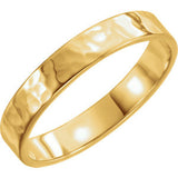 14K White 4mm Flat Band with Hammer Finish Size 5.5