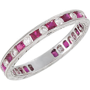 14K White Ruby & 1-4 CTW Diamond Eternity Band Size 7