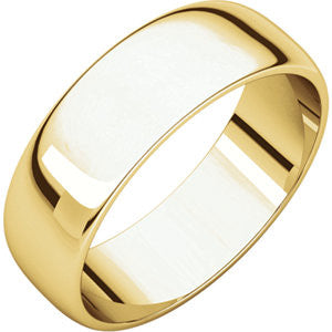 14K Yellow 6mm Half Round Light Band