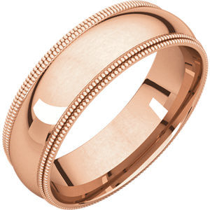 14K Rose 6mm Double Milgrain Comfort Fit Band