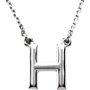 Sterling Silver Letter "H" Block Initial 16" Necklace