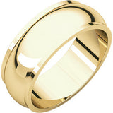 14K Yellow 7mm Half Round Edge Band