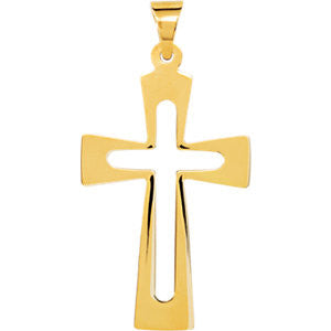 14K Yellow 27.5x18mm Cross Pendant