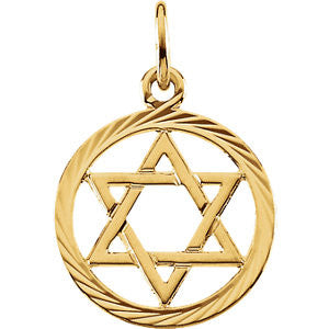 14K Yellow Star of David Medal