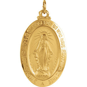 14K Yellow 26x18mm Oval Miraculous Medal