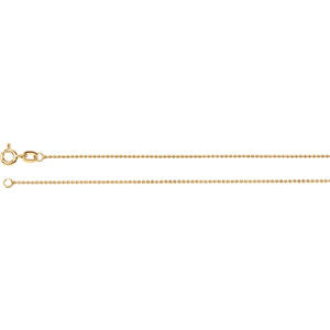 14K Yellow 1mm Solid Bead 16" Chain