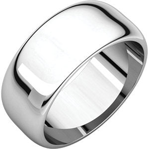 10K White 8mm Half Round Band