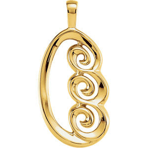 14K Yellow 30x14mm Freeform Pendant