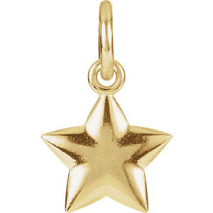 14K Yellow 15.75x9.75mm Puffed Star Charm with Jump Ring