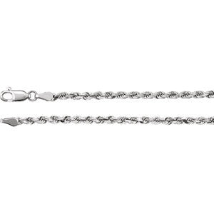 14K White 2.8mm Diamond Cut Rope 20" Chain