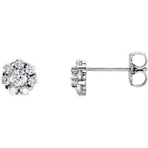 14K White 3-4 CTW Diamond Cluster Earrings