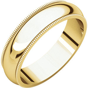 14K Yellow 5mm Milgrain Comfort Fit Band