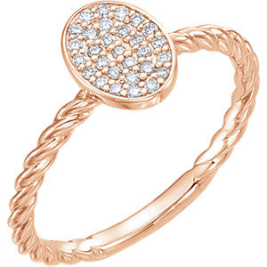 14K White 1/6 CTW Diamond Rope Cluster Ring