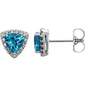 14K Rose Swiss Blue Topaz & .08 CTW Diamond Earrings