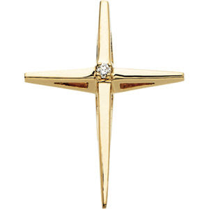 14K Yellow .02 CTW Diamond Cross Pendant