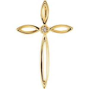 14K Yellow .01 CTW Diamond Cross Pendant