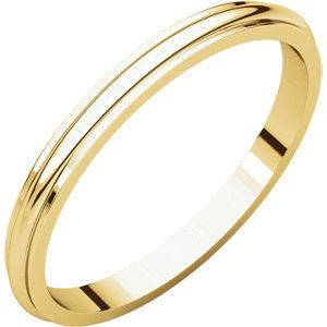 14K Yellow 2mm Half Round Edge Band