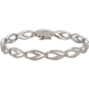 14K White 1 1-3 CTW Diamond Geometric Link Bracelet