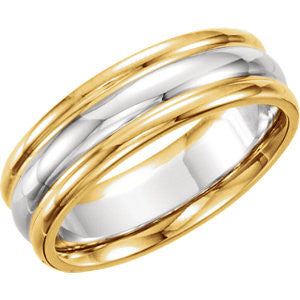 14K Yellow & White 6mm Comfort-Fit Band Size 8.5