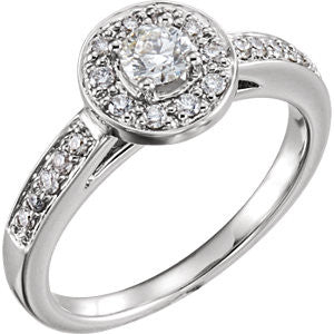 14K White 1-2 CTW Diamond Halo-Style Engagement Ring