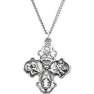 Sterling Silver 31x26.25mm Four-Way Cross 24" Necklace