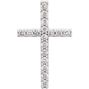 14K White 1-3 CTW Petite Diamond Cross Pendant