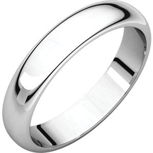 10K White 4mm Half Round Band