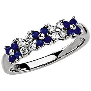 Blue Sapphire & Diamond Floral-Inspired Ring