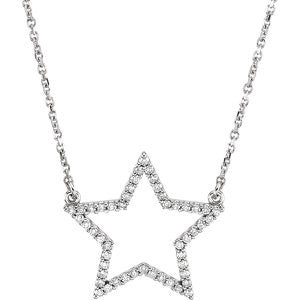 14K White 1-4 CTW Diamond Star 16" Necklace