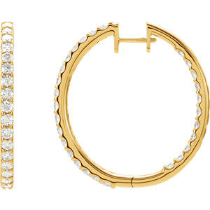 14K Yellow 3 CTW Diamond Hinged Inside-Outside Hoop Earrings