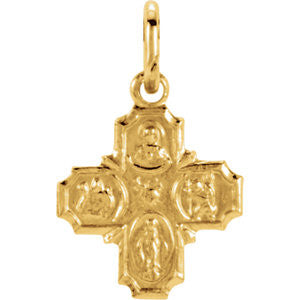 14K Yellow 8x8mm Four-Way Cross Medal