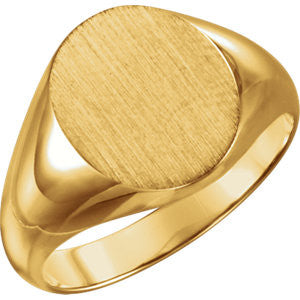 10K Yellow 14x12mm Solid Oval Men's Signet Ring