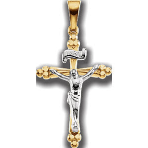 14K Yellow & White 24.25x16.25mm Crucifix Pendant