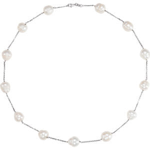 14K White Freshwater Cultured Pearl 18" Necklace