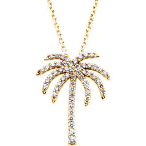 14K White 1/3 CTW Diamond Palm Tree 16" Necklace