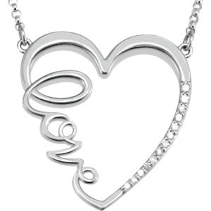 14K Rose 1-6 CTW Diamond "Love" Heart Infinity-Inspired 18" Necklace