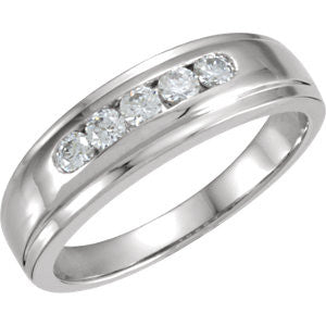 14K White 1-3 CTW Men's Diamond Band