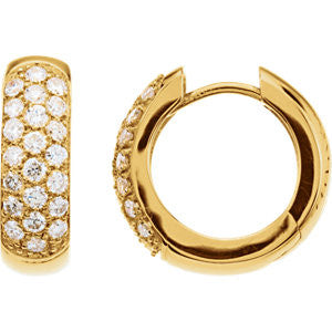 14K Yellow 7-8 CTW Diamond Hoop Earrings