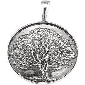 14K Yellow Heartprint Oak Tree Pendant