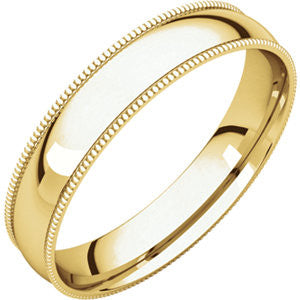 14K Yellow 4mm Light Comfort Fit Milgrain Band