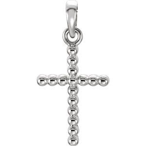 14K Yellow 24.25x12.05mm Beaded Cross Pendant