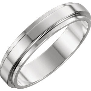 14K White 5mm Flat Edge Band Size 8