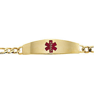 Engravable Medical ID Bracelet with Red Enamel