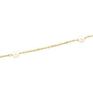 14K Yellow White Pearl Station 18" Necklace